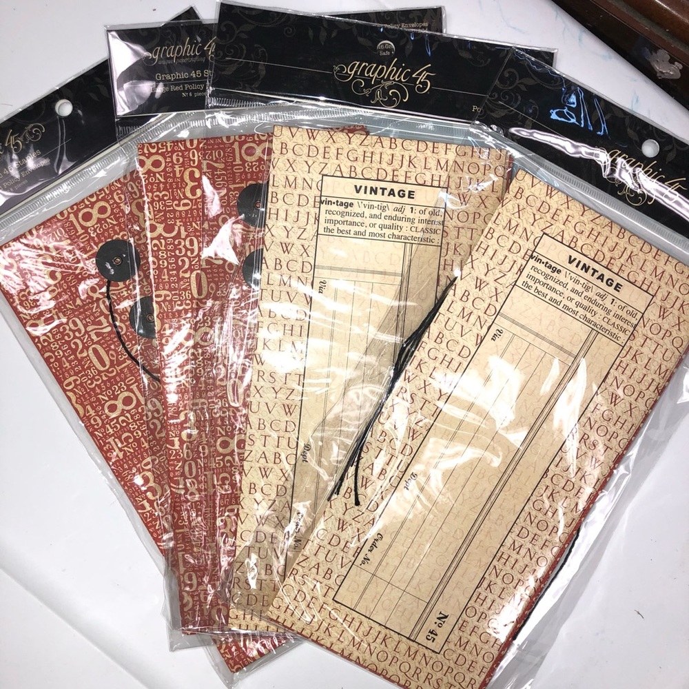 Graphic 45 Large Red Policy Envelopes